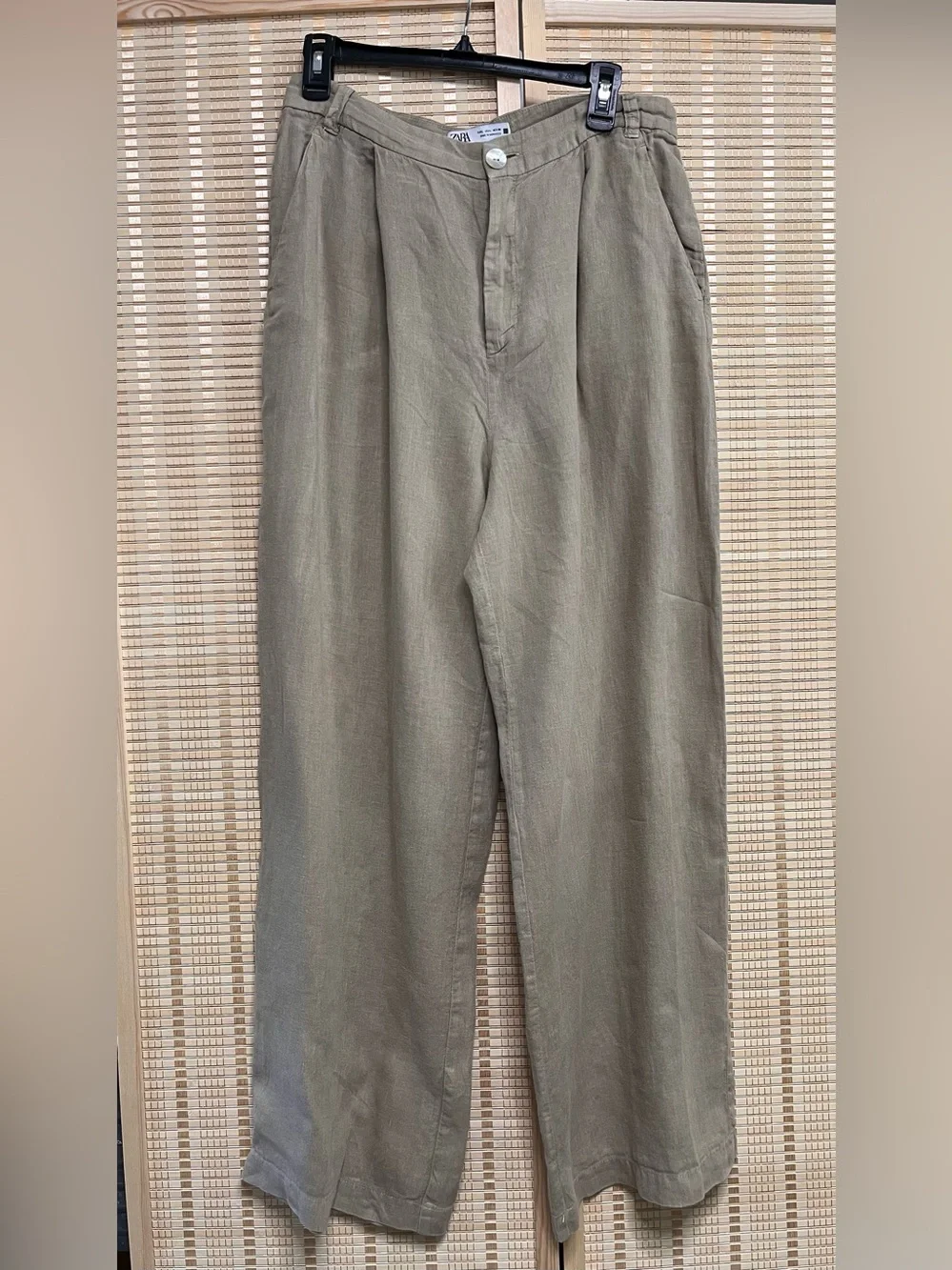 Zara women Wide-Leg linen pants Large